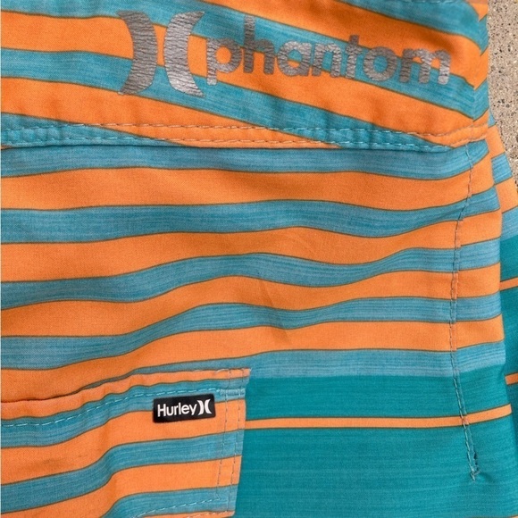 Men's Hurley Turquoise Phantom Board Shorts 38  Poly Logo Surf Beach Sun STAINED - Picture 9 of 15